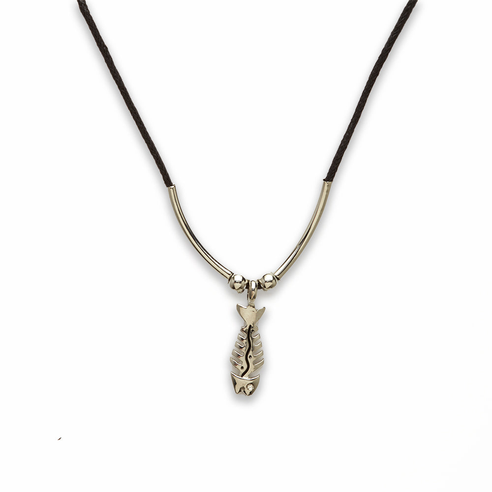 18 inch Zinc Alloy Silver Tone Fish Necklace