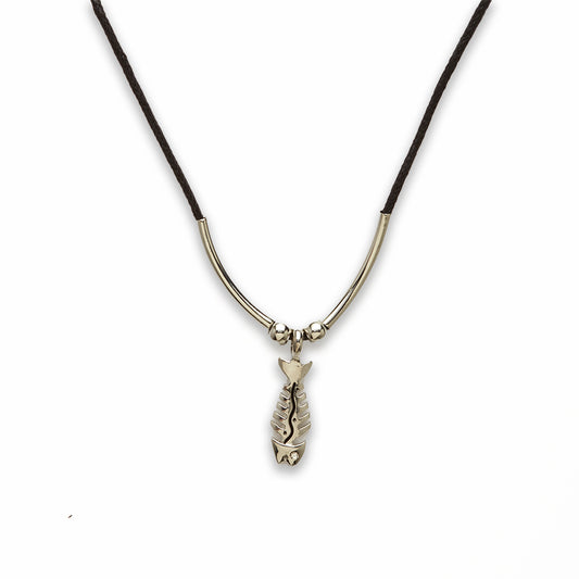 18 inch Zinc Alloy Silver Tone Fish Necklace