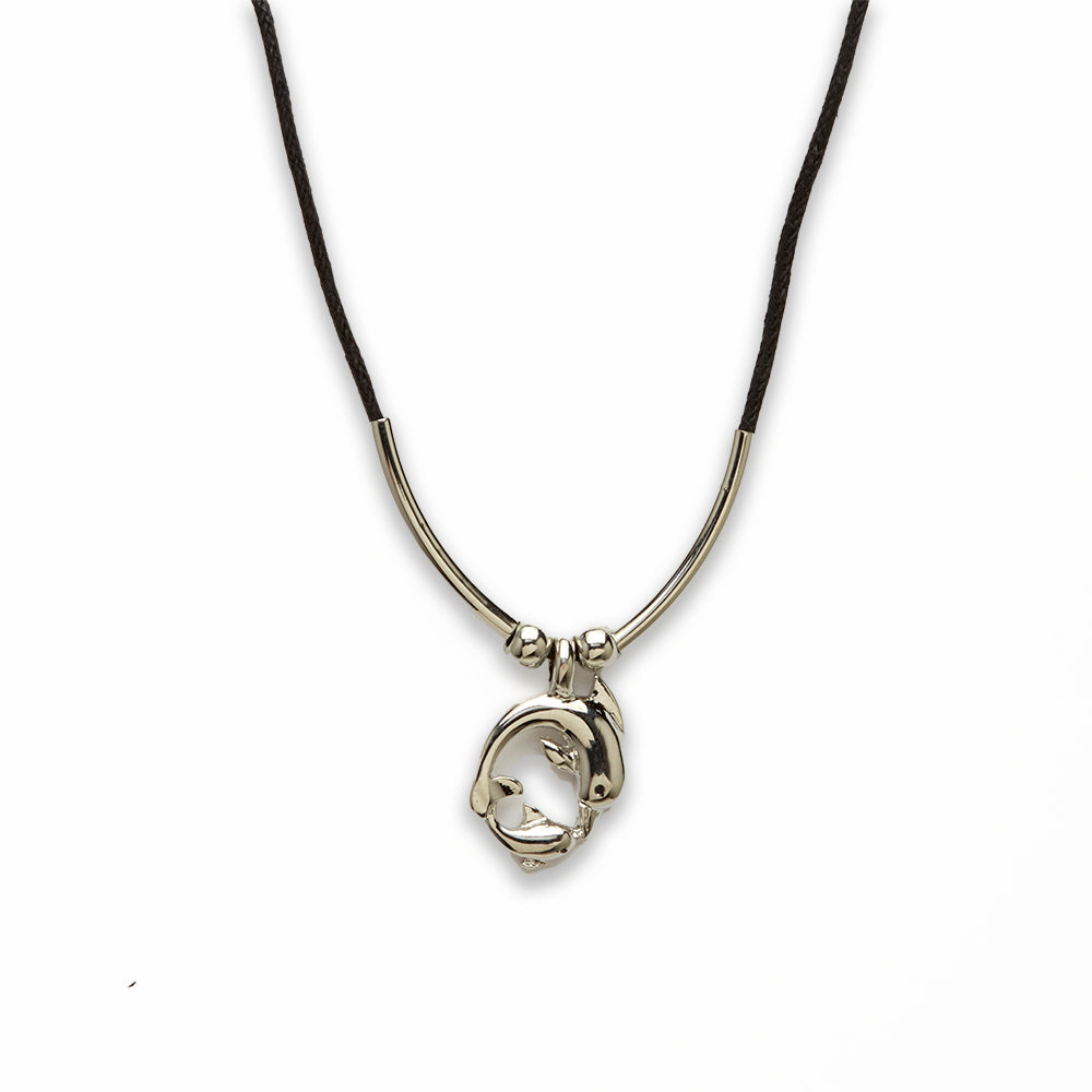 18 inch Zinc Alloy Silver Tone Dolphin Necklace