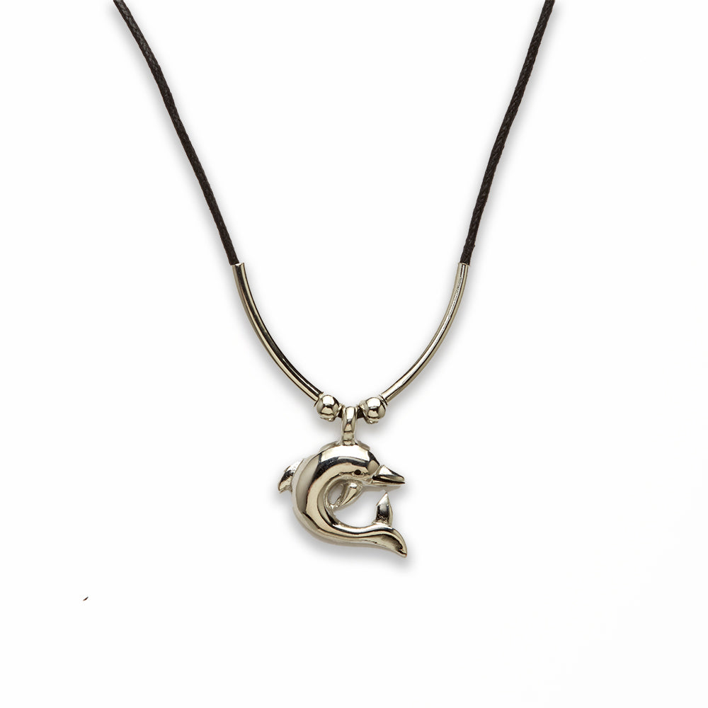 18 inch Zinc Alloy Silver Tone Dolphin Necklace