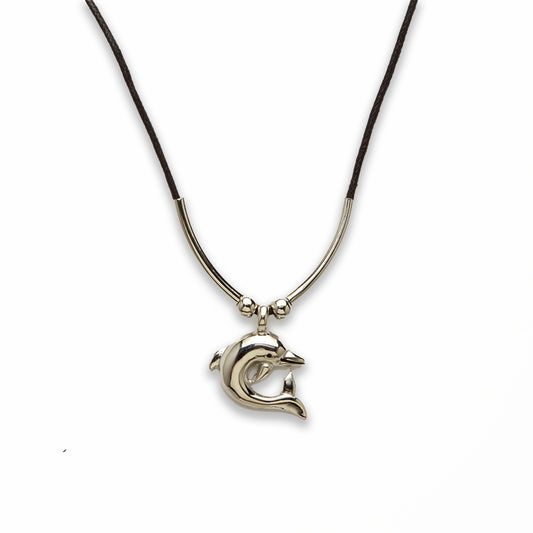 18 inch Zinc Alloy Silver Tone Dolphin Necklace