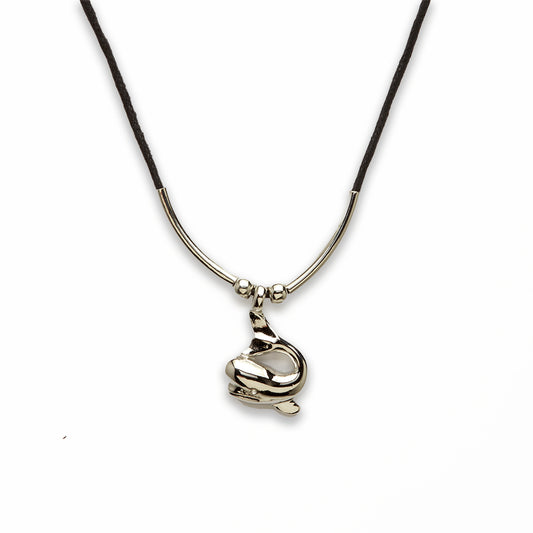 18 inch Zinc Alloy Silver Tone Whale Necklace