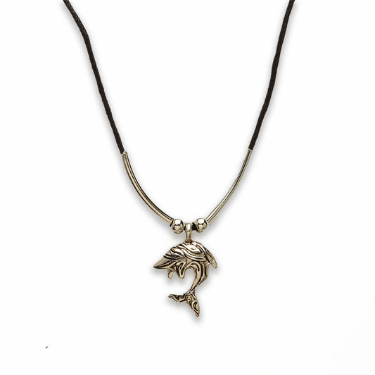 18 inch Zinc Alloy Silver Tone Fish Necklace