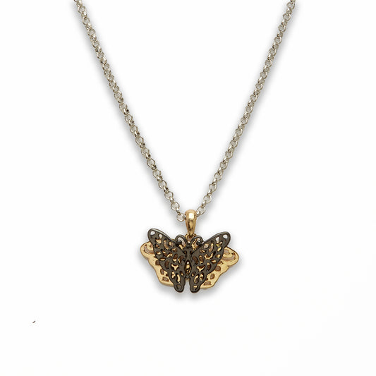 18 inch Zinc Alloy Silver, Gold, Gun Metal Tone Butterfly Necklace