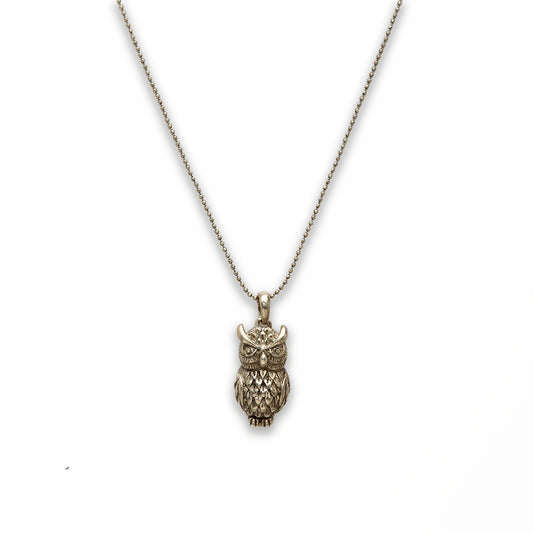 18 inch Zinc Alloy Silver Tone Owl Necklace