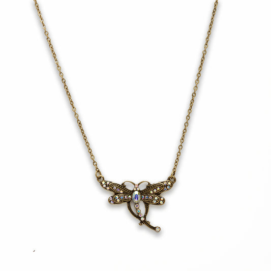 18 inch Zinc Alloy Antique Gold Tone Butterfly Necklace