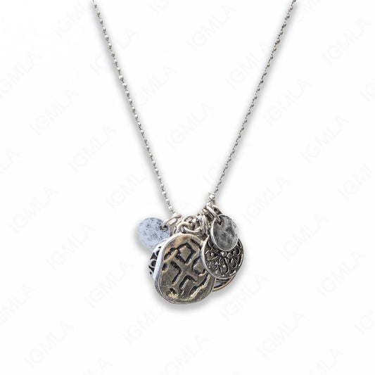 18 inch Zinc Alloy Antique Silver Tone Assorted Charms Necklace