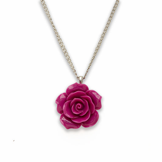 18 inch Synthetic Resin Purple Rose Necklace
