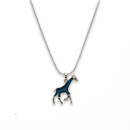 18 inch Zinc Alloy with Mood Stone Rhodium Giraffe Necklace