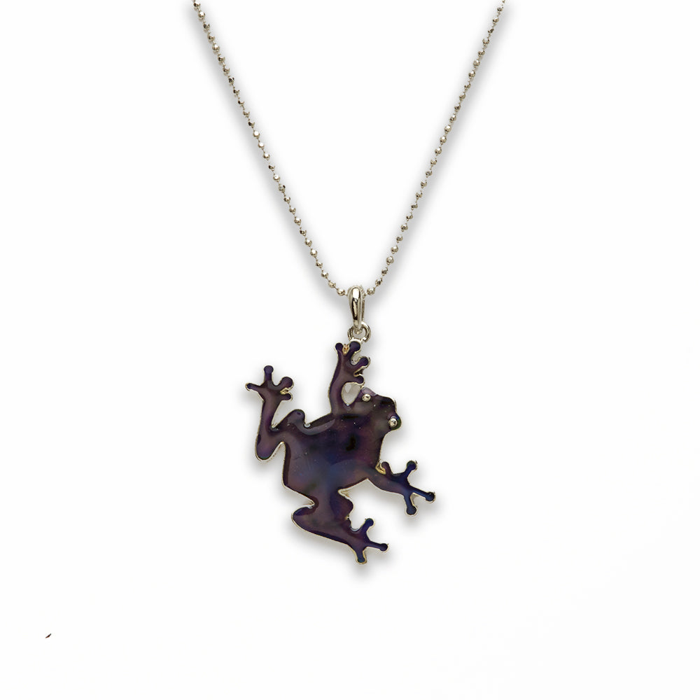 18 inch Zinc Alloy with Mood Stone Rhodium Frog Necklace
