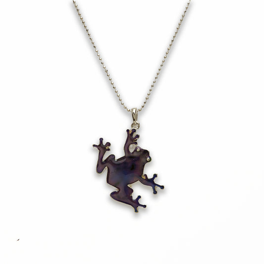 18 inch Zinc Alloy with Mood Stone Rhodium Frog Necklace