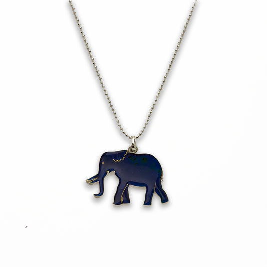18 inch Zinc Alloy with Mood Stone Rhodium Elephant Necklace