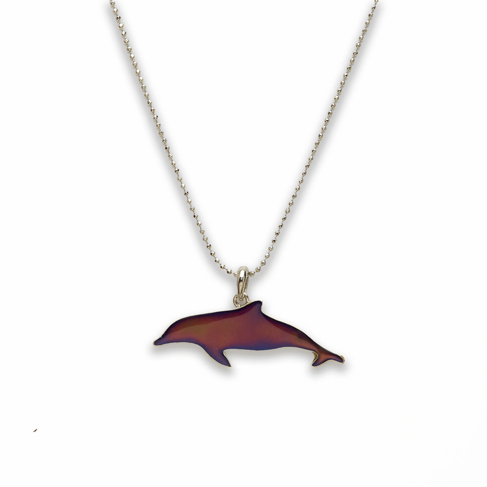 18 inch Zinc Alloy with Mood Stone Rhodium Dolphin Necklace
