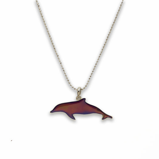 18 inch Zinc Alloy with Mood Stone Rhodium Dolphin Necklace