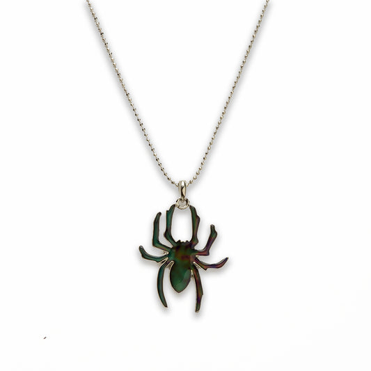 18 inch Zinc Alloy with Mood Stone Rhodium Spider Necklace