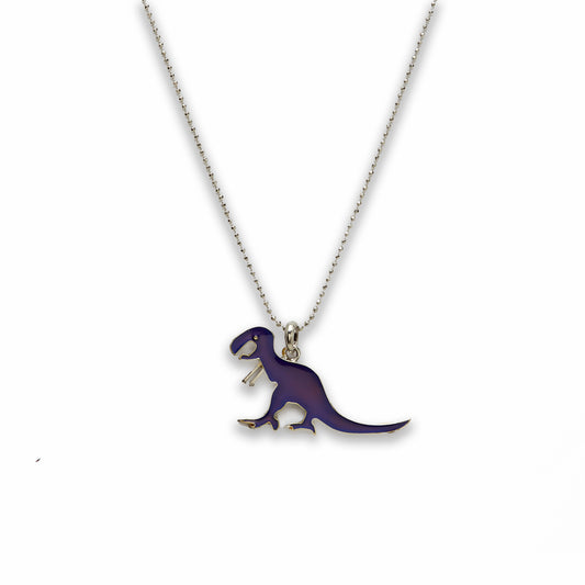 18 inch Zinc Alloy with Mood Stone Rhodium Dinosaur Necklace
