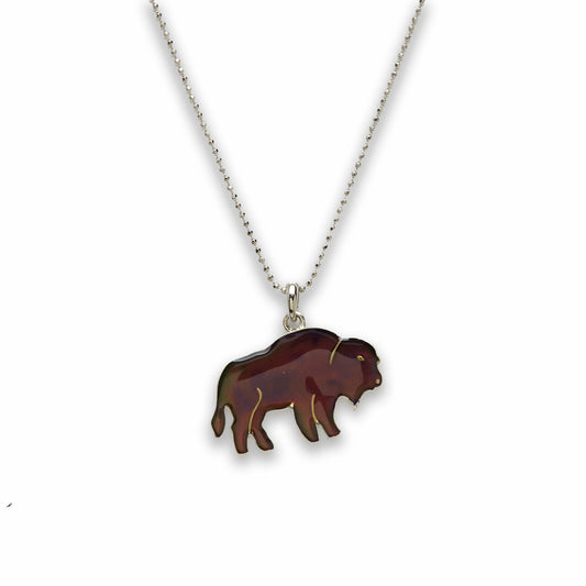 18 inch Zinc Alloy with Mood Stone Rhodium Buffalo Necklace