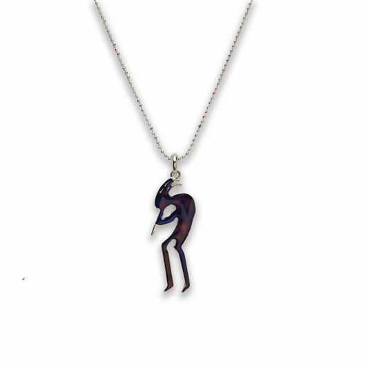 18 inch Zinc Alloy with Mood Stone Rhodium Playing the Flute Necklace