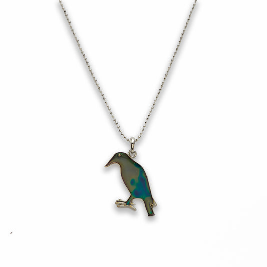 18 inch Zinc Alloy with Mood Stone Rhodium Crow Necklace