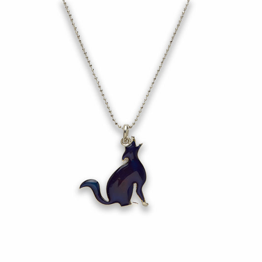 18 inch Zinc Alloy with Mood Stone Rhodium Coyote Necklace