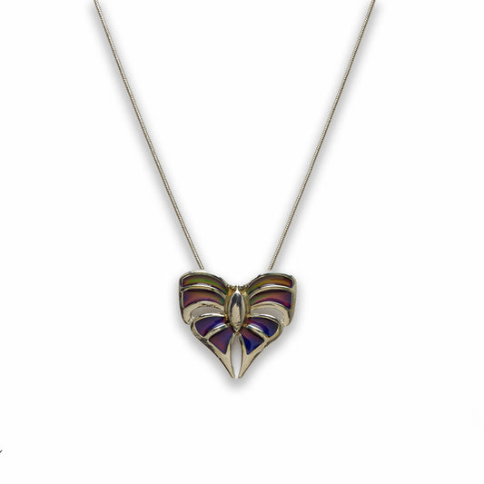 18 inch Zinc Alloy with Mood Stone Rhodium Butterfly Necklace