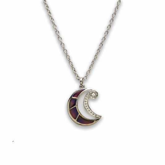 18 inch Zinc Alloy with Mood Stone Rhodium Moon Necklace