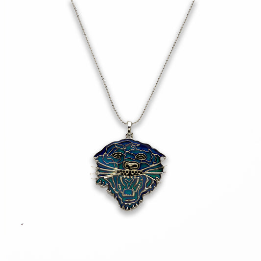 18 inch Zinc Alloy with Mood Stone Rhodium Tiger Face Necklace