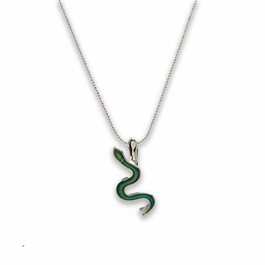 18 inch Zinc Alloy with Mood Stone Rhodium Snake Necklace