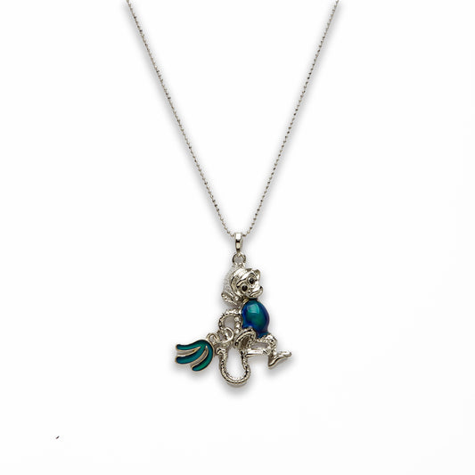 18 inch Zinc Alloy with Mood Stone Rhodium Monkey Necklace
