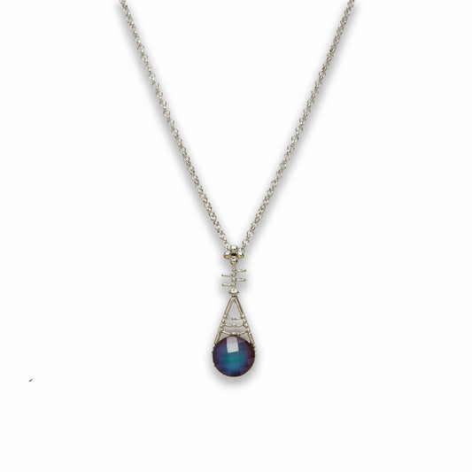 18 inch Zinc Alloy with Faceted Mood Stone Rhodium Music Instrument Necklace