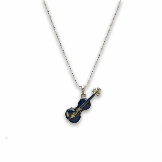 18 inch Zinc Alloy with Mood Stone Rhodium Violin Necklace