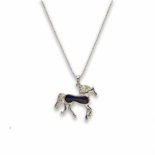 18 inch Zinc Alloy with Mood Stone Rhodium Horse Necklace