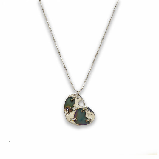 18 inch Zinc Alloy with Mood Stone Rhodium Heart Necklace