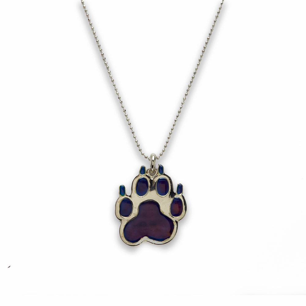 18 inch Zinc Alloy with Mood Stone Rhodium Bear Paw Necklace