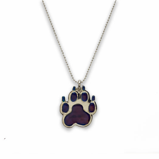 18 inch Zinc Alloy with Mood Stone Rhodium Bear Paw Necklace
