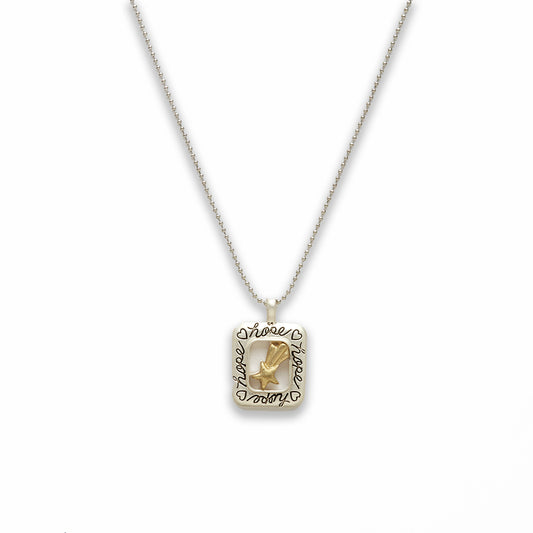 18 inch Zinc Alloy Matted Gold, Silver Tone Star Sign Hope Necklace