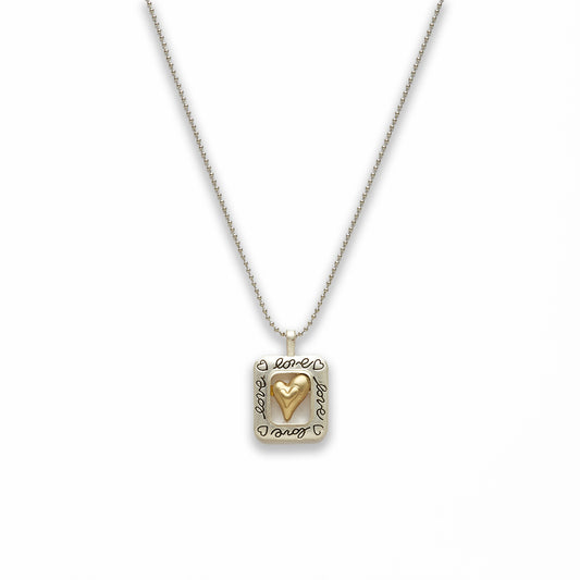 18 inch Zinc Alloy Matted Gold, Silver Tone Heart Sign Love Necklace