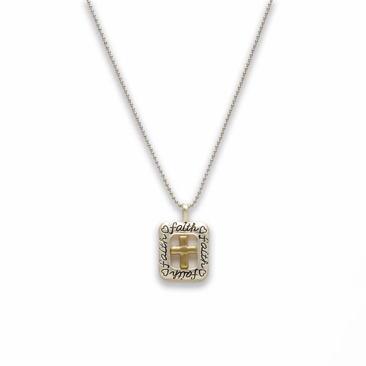 18 inch Zinc Alloy Matted Gold, Silver Tone Cross Sign Love Necklace