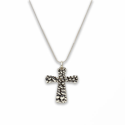 18 inch Zinc Alloy Silver Tone Cross Sign Cross Sign Necklace