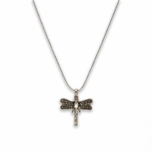18 inch Zinc Alloy Nickel Tone Dragonfly Necklace