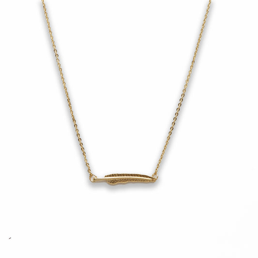 18 inch Zinc Alloy Gold Tone Feather Necklace