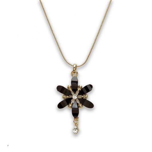 18 inch Zinc Alloy with Glass Gold Burnish Flower Necklace