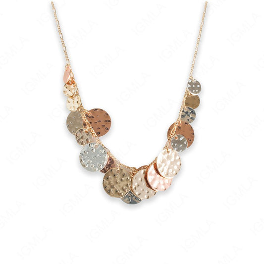 18 inch Zinc Alloy Gold, Silver, Copper Tone Circle Necklace