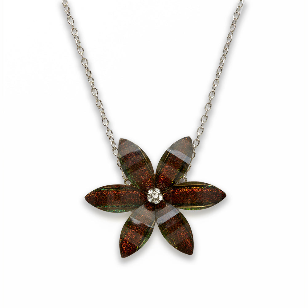 18 inch Zinc Alloy with Glass Rhodium Flower Necklace