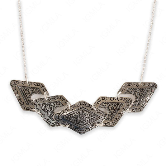 Zinc Alloy Silver Tone Fancy Shape Necklace