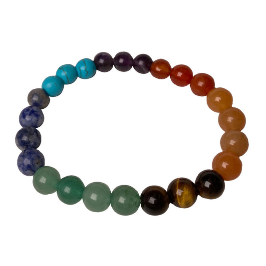 Seven stones of the chakras 8mm round bead bracelet