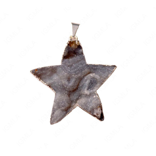 Electro plated, Agate druzy star shape pendant