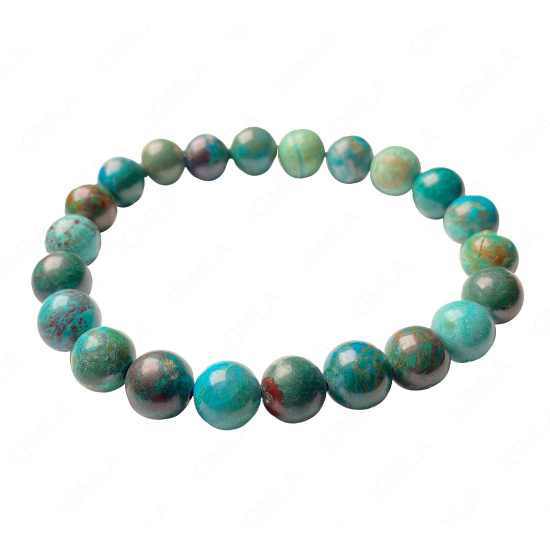 9-10mm Chrysocolla round bead bracelet