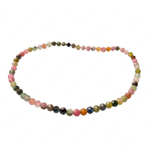 3mm Faceted, Multi tourmaline round bead bracelet